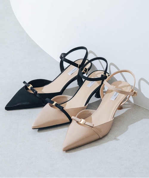 EVOL（イーボル）の「【ふかふか・クッション入り】ポインテッド5.5cmリボンストラップパンプス CA23853（パンプス・レディース・ベージュ系その他/ブラック/ベージュ・25.0cm/24.5cm/24.0cm/23.5cm/23.0cm/22.5cm/22.0cm）」の3枚目の写真