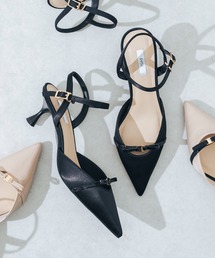 EVOL | 【ふかふか・クッション入り】ポインテッド5.5cmリボンストラップパンプス CA23853(パンプス)