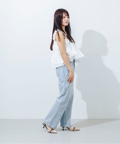 EVOL（イーボル）の「【ふかふか・クッション入り】ポインテッド5.5cmリボンストラップパンプス CA23853（パンプス・レディース・ベージュ系その他/ブラック/ベージュ・25.0cm/24.5cm/24.0cm/23.5cm/23.0cm/22.5cm/22.0cm）」の9枚目の写真