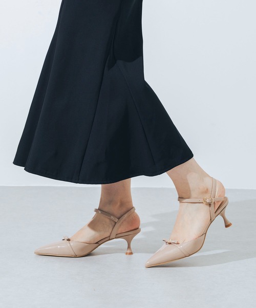EVOL（イーボル）の「【ふかふか・クッション入り】ポインテッド5.5cmリボンストラップパンプス CA23853（パンプス・レディース・ベージュ系その他/ブラック/ベージュ・25.0cm/24.5cm/24.0cm/23.5cm/23.0cm/22.5cm/22.0cm）」の10枚目の写真