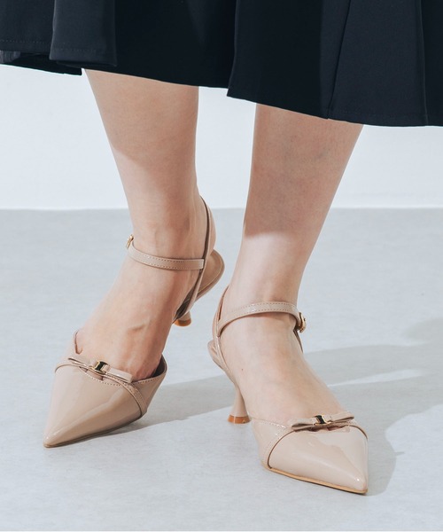 EVOL（イーボル）の「【ふかふか・クッション入り】ポインテッド5.5cmリボンストラップパンプス CA23853（パンプス・レディース・ベージュ系その他/ブラック/ベージュ・25.0cm/24.5cm/24.0cm/23.5cm/23.0cm/22.5cm/22.0cm）」の11枚目の写真