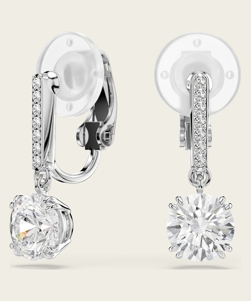 SWAROVSKI(スワロフスキー)の「【公式】【スワロフスキー】Stilla クリップイヤリング, ラウンドカット, パヴェ, ホワイト, ロジウム・プレーティング(イヤリング・レディース・ホワイト・ONE SIZE)」の3枚目の写真
