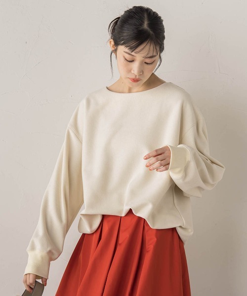 Droite lautreamont(ドロワットロートレアモン)の「ニットコーデュロイカットソー≪手洗い可能≫(Tシャツ/カットソー・レディース・ライトグレー/ブラウン/オフホワイト・M)」の9枚目の写真