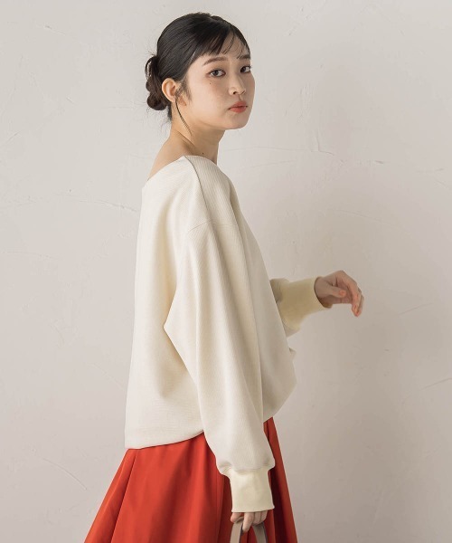 Droite lautreamont(ドロワットロートレアモン)の「ニットコーデュロイカットソー≪手洗い可能≫(Tシャツ/カットソー・レディース・ライトグレー/ブラウン/オフホワイト・M)」の11枚目の写真