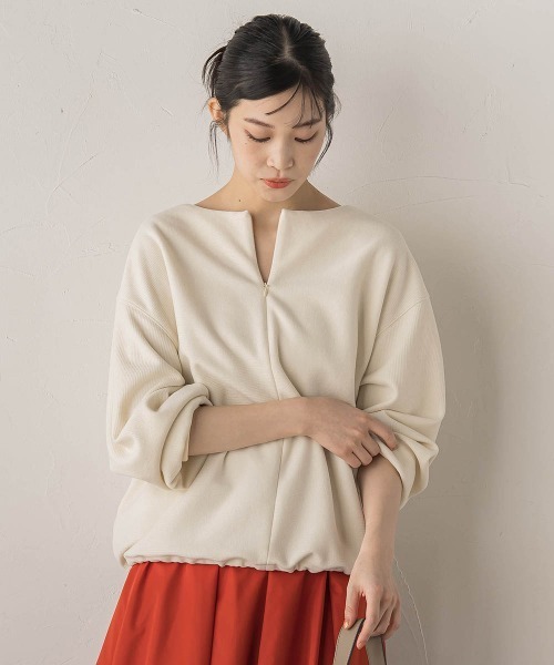 Droite lautreamont(ドロワットロートレアモン)の「ニットコーデュロイカットソー≪手洗い可能≫(Tシャツ/カットソー・レディース・ライトグレー/ブラウン/オフホワイト・M)」の17枚目の写真