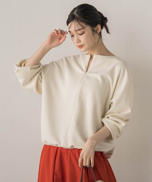 Droite lautreamont(ドロワットロートレアモン)の「ニットコーデュロイカットソー≪手洗い可能≫(Tシャツ/カットソー・レディース・ライトグレー/ブラウン/オフホワイト・M)」の19枚目の写真