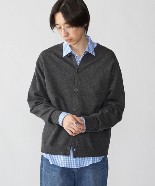 City Ambient Products(シティアンビエントプロダクツ)の「City Ambient Products: カラー ネップ クルーネック カーディガン(カーディガン/ボレロ・メンズ・ブラウン/ダークグレー/ネイビー・SMALL/MEDIUM/LARGE)」の2枚目の写真