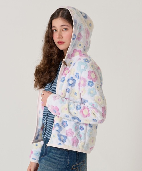 TINA:JOJUN(ティーナジョジュン)の「フード付き ジップアップ フリース TINA:JOJUN(その他アウター・レディース・ホワイト/ピンク・M)」の6枚目の写真