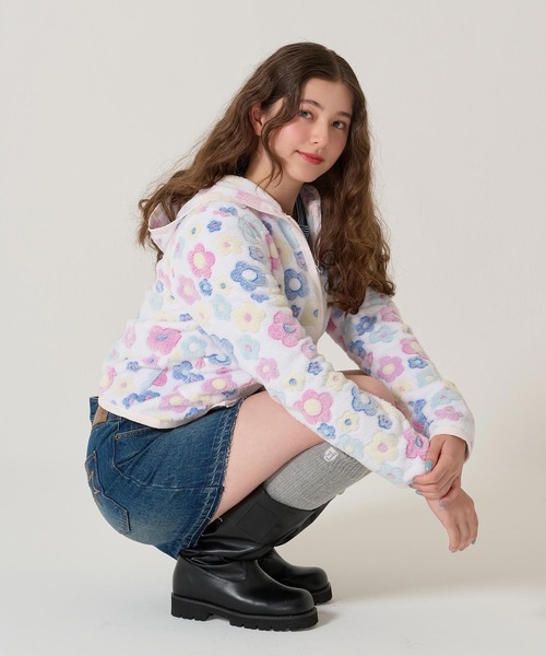 TINA:JOJUN(ティーナジョジュン)の「フード付き ジップアップ フリース TINA:JOJUN(その他アウター・レディース・ホワイト/ピンク・M)」の9枚目の写真