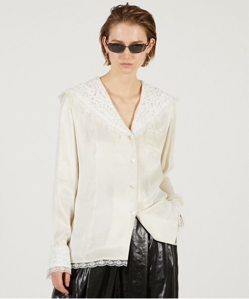 PRANK PROJECT（プランクプロジェクト）の「【2026Spring Pre-Order】レースカラーシャツ / Lace Collar Shirt（シャツ/ブラウス・レディース・ブラック/ホワイト・FREE）」の4枚目の写真