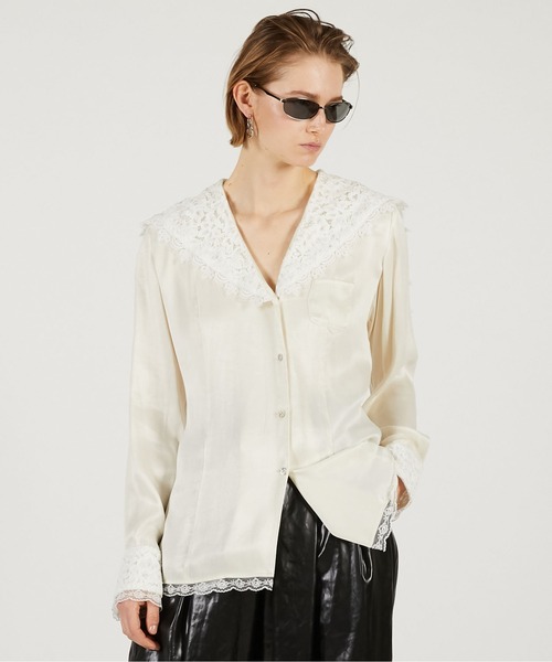 PRANK PROJECT（プランクプロジェクト）の「【2026Spring Pre-Order】レースカラーシャツ / Lace Collar Shirt（シャツ/ブラウス・レディース・ブラック/ホワイト・FREE）」の5枚目の写真