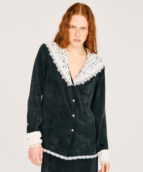 Pre-Order】レースカラーシャツ / Lace Collar Shirt（シャツ/ブラウス