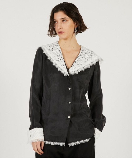 PRANK PROJECT(プランクプロジェクト)の「【Pre-Order】レースカラーシャツ / Lace Collar Shirt(シャツ/ブラウス・レディース・ブラック/ホワイト・FREE)」の8枚目の写真
