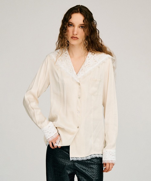 PRANK PROJECT(プランクプロジェクト)の「【Pre-Order】レースカラーシャツ / Lace Collar Shirt(シャツ/ブラウス・レディース・ブラック/ホワイト・FREE)」の10枚目の写真