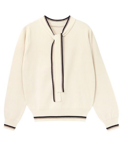 Pierrot（ピエロ）の「配色ボウタイニット（ニット/セーター・レディース・アイボリー/ネイビー・L/M）」の21枚目の写真