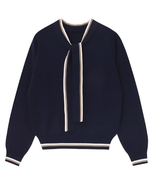 Pierrot（ピエロ）の「配色ボウタイニット（ニット/セーター・レディース・アイボリー/ネイビー・L/M）」の16枚目の写真