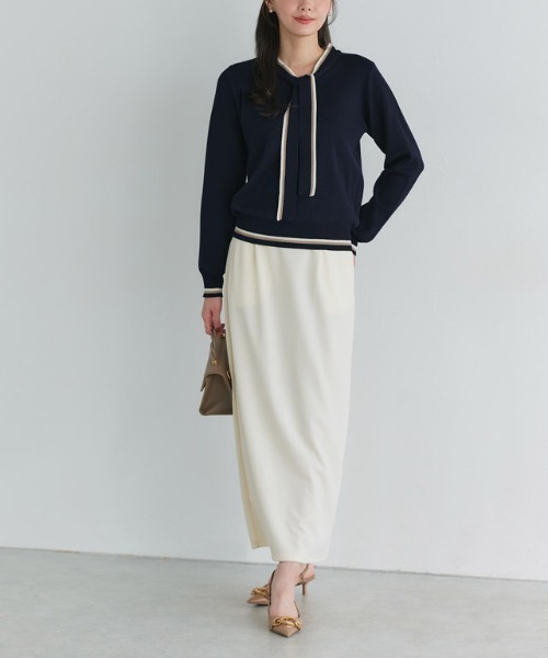 Pierrot（ピエロ）の「配色ボウタイニット（ニット/セーター・レディース・アイボリー/ネイビー・L/M）」の12枚目の写真