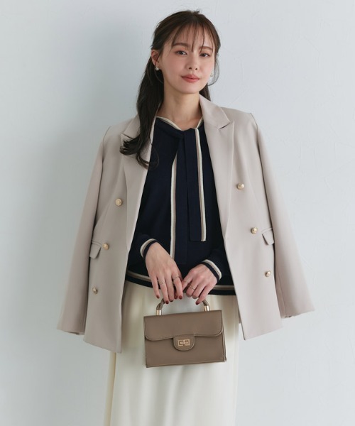 Pierrot（ピエロ）の「配色ボウタイニット（ニット/セーター・レディース・アイボリー/ネイビー・L/M）」の14枚目の写真