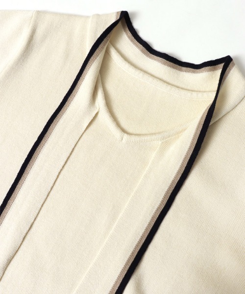 Pierrot（ピエロ）の「配色ボウタイニット（ニット/セーター・レディース・アイボリー/ネイビー・L/M）」の4枚目の写真
