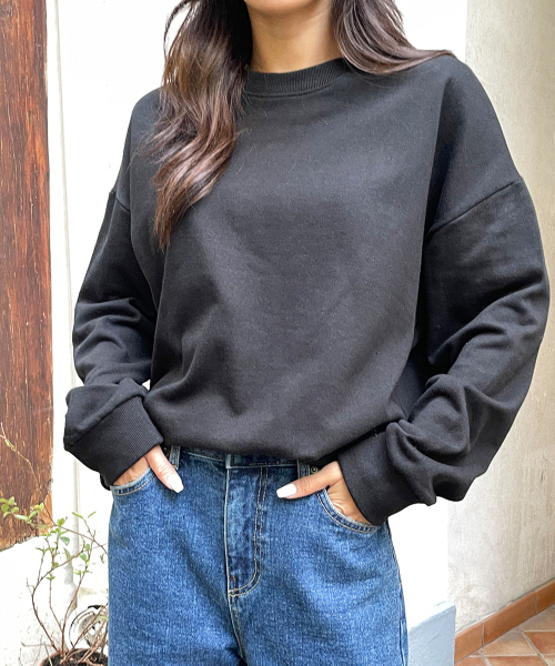 BBAEBBAE(ペッペ)の「ビッグサイズラウンドネックルーズフィットスウェットTシャツ(スウェット・レディース・ライトグレー/ブラック/ピンク/オートミール・SMALL/MEDIUM)」の10枚目の写真