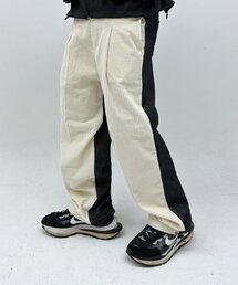 PEACEOFMIND（ピースオブマインド）の「前後配色コーデュロイデニムスウェットパンツ（黒青）（スウェットパンツ）」