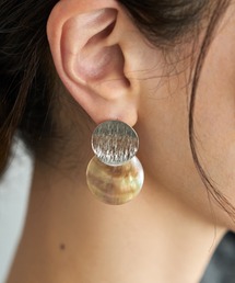 STYLE DELI | メタルとシェルのWプレートピアス(ピアス（両耳用）)