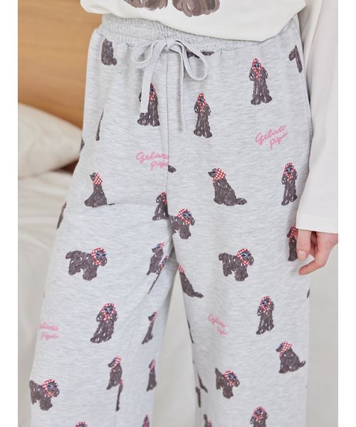 スカーフDOG柄ロングパンツ（ルームウェア/パジャマ）｜gelato pique
