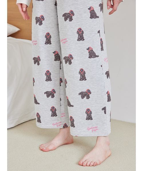 スカーフDOG柄ロングパンツ（ルームウェア/パジャマ）｜gelato pique
