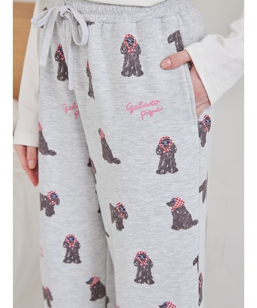 スカーフDOG柄ロングパンツ（ルームウェア/パジャマ）｜gelato pique