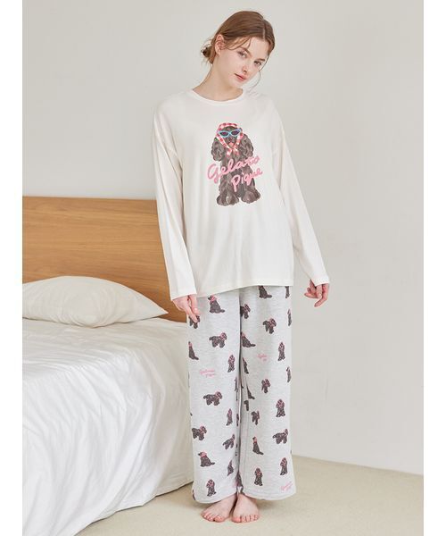 スカーフDOG柄ロングパンツ（ルームウェア/パジャマ）｜gelato pique