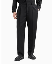 EMPORIO ARMANI | 【エンポリオ アルマーニ】タック入りオーバーサイズパンツ スーパーライトウール(スラックス)