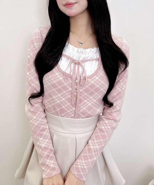 INGNI（イング）の「フロントフリルドッキングチェック柄ニット（ニット/セーター・レディース・アイボリー系3/ブラック系その他2/ピンク系2・M）」の18枚目の写真