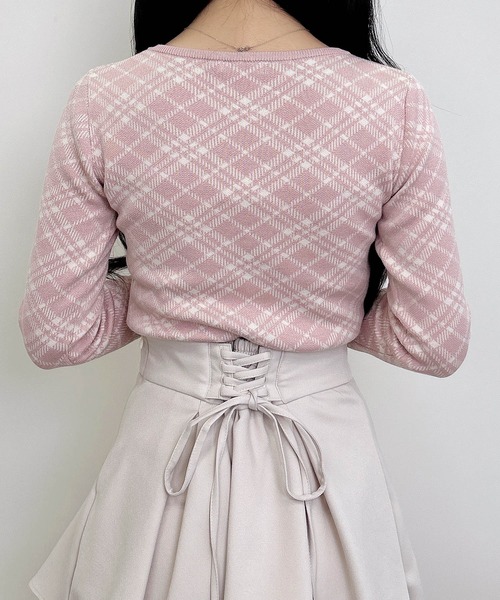 INGNI（イング）の「フロントフリルドッキングチェック柄ニット（ニット/セーター・レディース・アイボリー系3/ブラック系その他2/ピンク系2・M）」の21枚目の写真