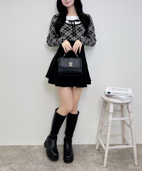 INGNI（イング）の「フロントフリルドッキングチェック柄ニット（ニット/セーター・レディース・アイボリー系3/ブラック系その他2/ピンク系2・M）」の9枚目の写真