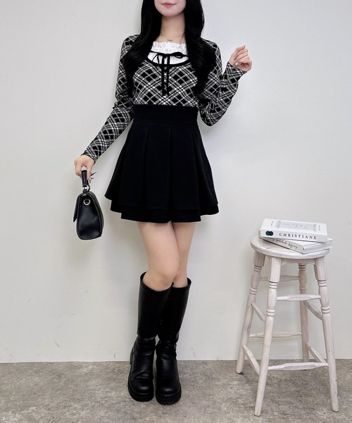 INGNI（イング）の「フロントフリルドッキングチェック柄ニット（ニット/セーター・レディース・アイボリー系3/ブラック系その他2/ピンク系2・M）」の10枚目の写真