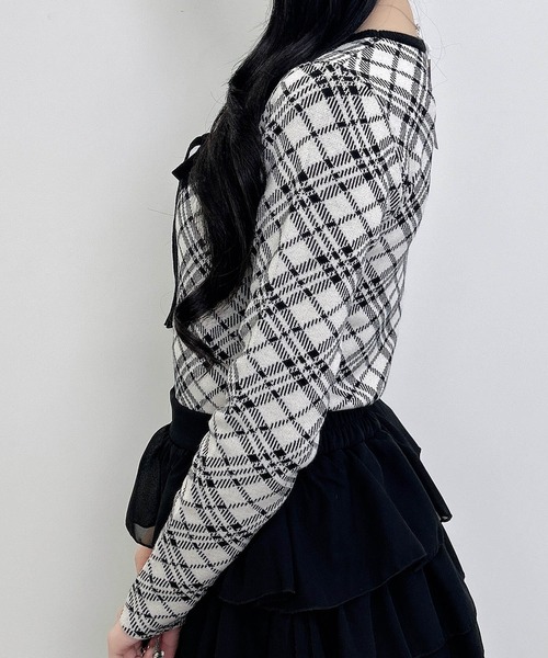INGNI（イング）の「フロントフリルドッキングチェック柄ニット（ニット/セーター・レディース・アイボリー系3/ブラック系その他2/ピンク系2・M）」の14枚目の写真