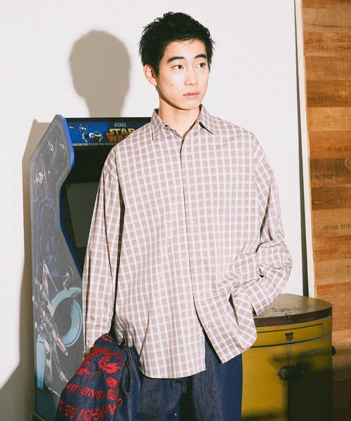 niko and...(ニコアンド)の「イージーケア柄シャツ(シャツ/ブラウス・メンズ・グリーン/グレー/サックスブルー/その他1/オレンジ/ネイビー/ベージュ・LARGE/MEDIUM)」の3枚目の写真