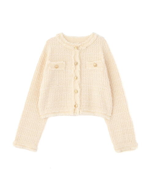 FREE'S MART(フリーズマート)の「◆ツィードニットカーディガン(ニット/セーター・レディース・ホワイト/ネイビー・FREE)」の3枚目の写真