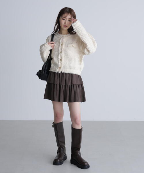 FREE'S MART(フリーズマート)の「◆ツィードニットカーディガン(ニット/セーター・レディース・ホワイト/ネイビー・FREE)」の8枚目の写真