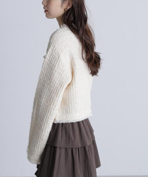 FREE'S MART(フリーズマート)の「◆ツィードニットカーディガン(ニット/セーター・レディース・ホワイト/ネイビー・FREE)」の11枚目の写真