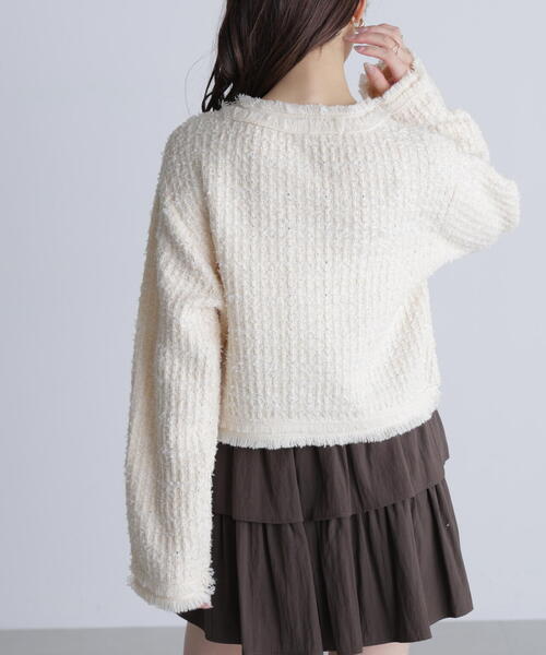 FREE'S MART(フリーズマート)の「◆ツィードニットカーディガン(ニット/セーター・レディース・ホワイト/ネイビー・FREE)」の12枚目の写真