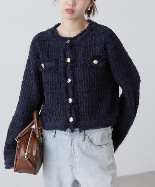 FREE'S MART(フリーズマート)の「◆ツィードニットカーディガン(ニット/セーター・レディース・ホワイト/ネイビー・FREE)」の20枚目の写真