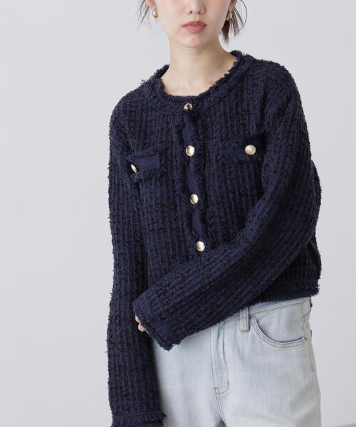 FREE'S MART(フリーズマート)の「◆ツィードニットカーディガン(ニット/セーター・レディース・ホワイト/ネイビー・FREE)」の22枚目の写真