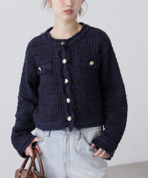 FREE'S MART（フリーズマート）の「◆ツィードニットカーディガン（ニット/セーター・レディース・ホワイト/ネイビー・FREE）」の19枚目の写真