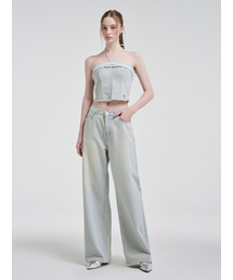 Damaged Washing Denim Pants, Light Blue
