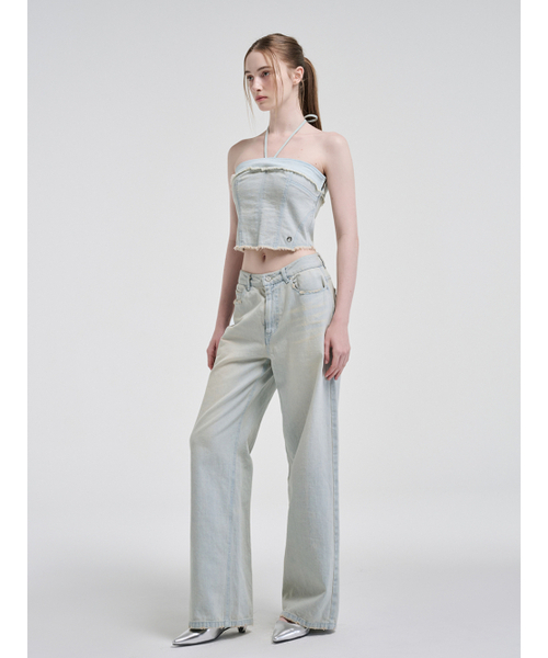 ETMON（エトモン）の「Damaged Washing Denim Pants, Light Blue（デニムパンツ・レディース・その他・S/M）」の2枚目の写真