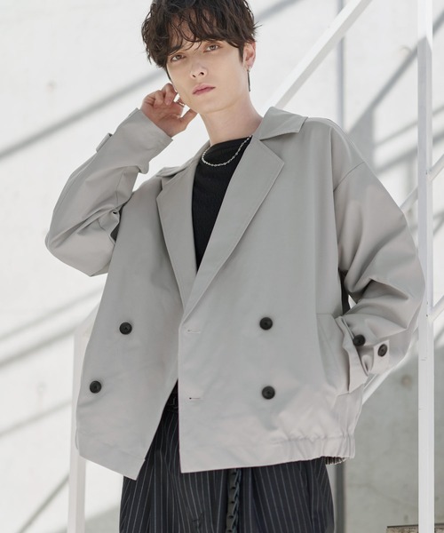 ETELIO(エテリオ)の「綿タッチスムースPコートダブルジャケット(テーラードジャケット・メンズ・ライトグレー/ブラウン/ブラック・S/M/L/XL)」の5枚目の写真