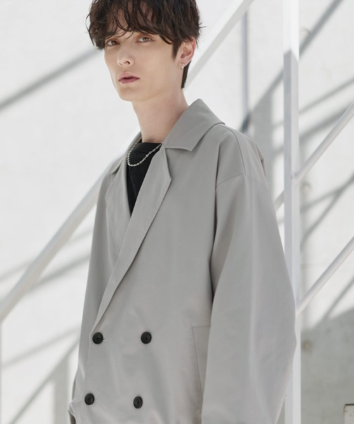 ETELIO(エテリオ)の「綿タッチスムースPコートダブルジャケット(テーラードジャケット・メンズ・ライトグレー/ブラウン/ブラック・S/M/L/XL)」の6枚目の写真