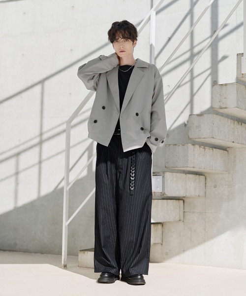 ETELIO(エテリオ)の「綿タッチスムースPコートダブルジャケット(テーラードジャケット・メンズ・ライトグレー/ブラウン/ブラック・S/M/L/XL)」の9枚目の写真