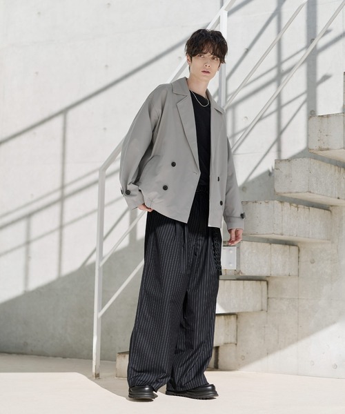 ETELIO(エテリオ)の「綿タッチスムースPコートダブルジャケット(テーラードジャケット・メンズ・ライトグレー/ブラウン/ブラック・S/M/L/XL)」の10枚目の写真